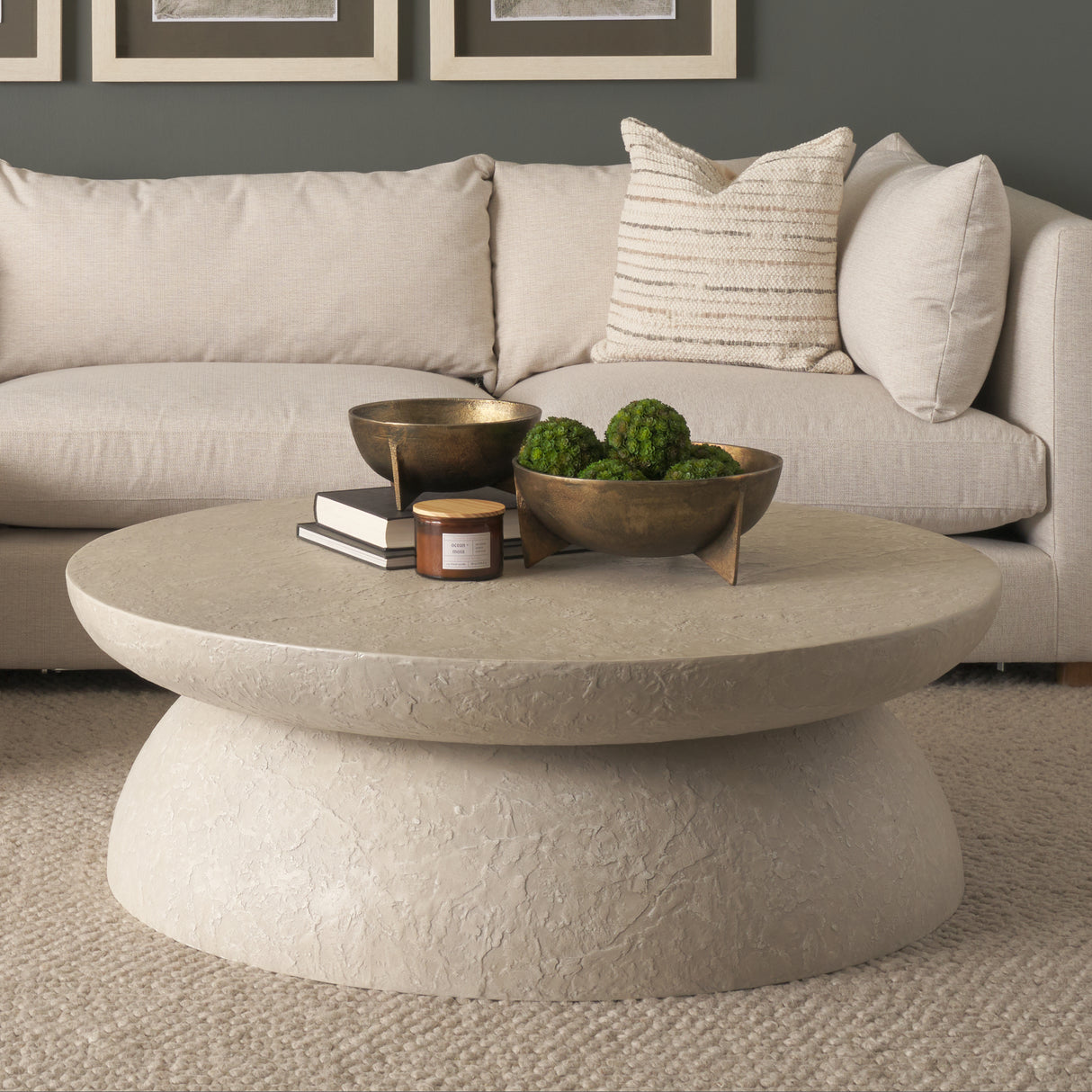 Mesa 48" Round Stone Finish Coffee Table from Mercana - Luna Furniture