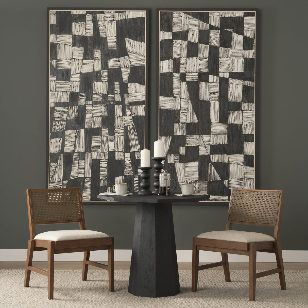 Reid Framed Brown Cane Cream Fabric Dining Chair, Set of 2 from Mercana - Luna Furniture