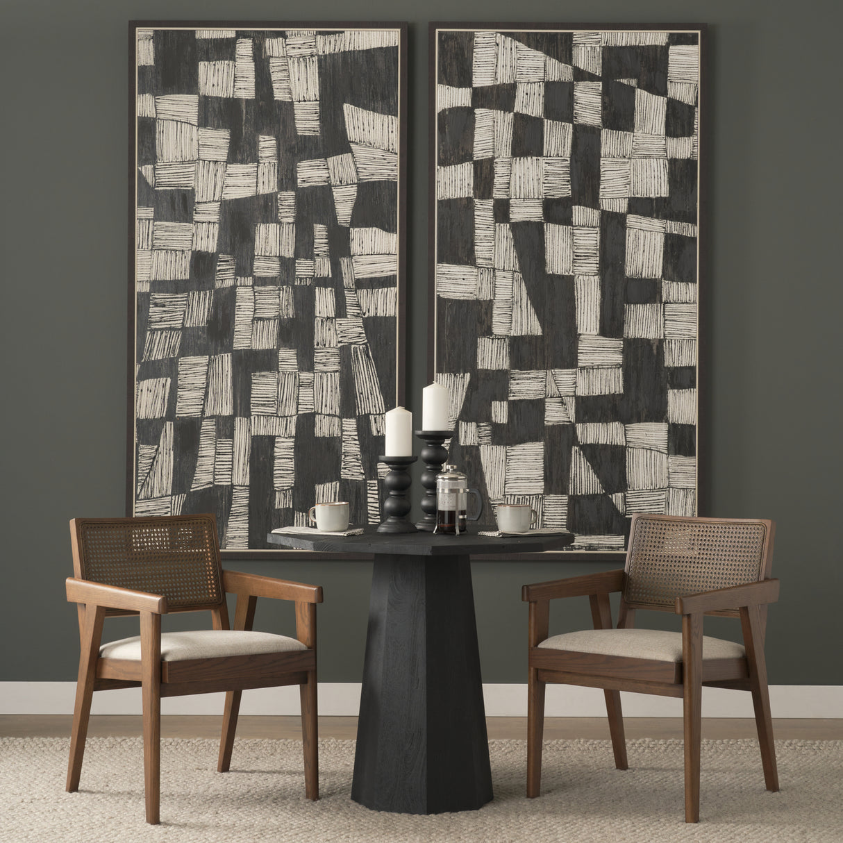 Reid Framed Brown Cane Cream Fabric Dining Armchair from Mercana - Luna Furniture