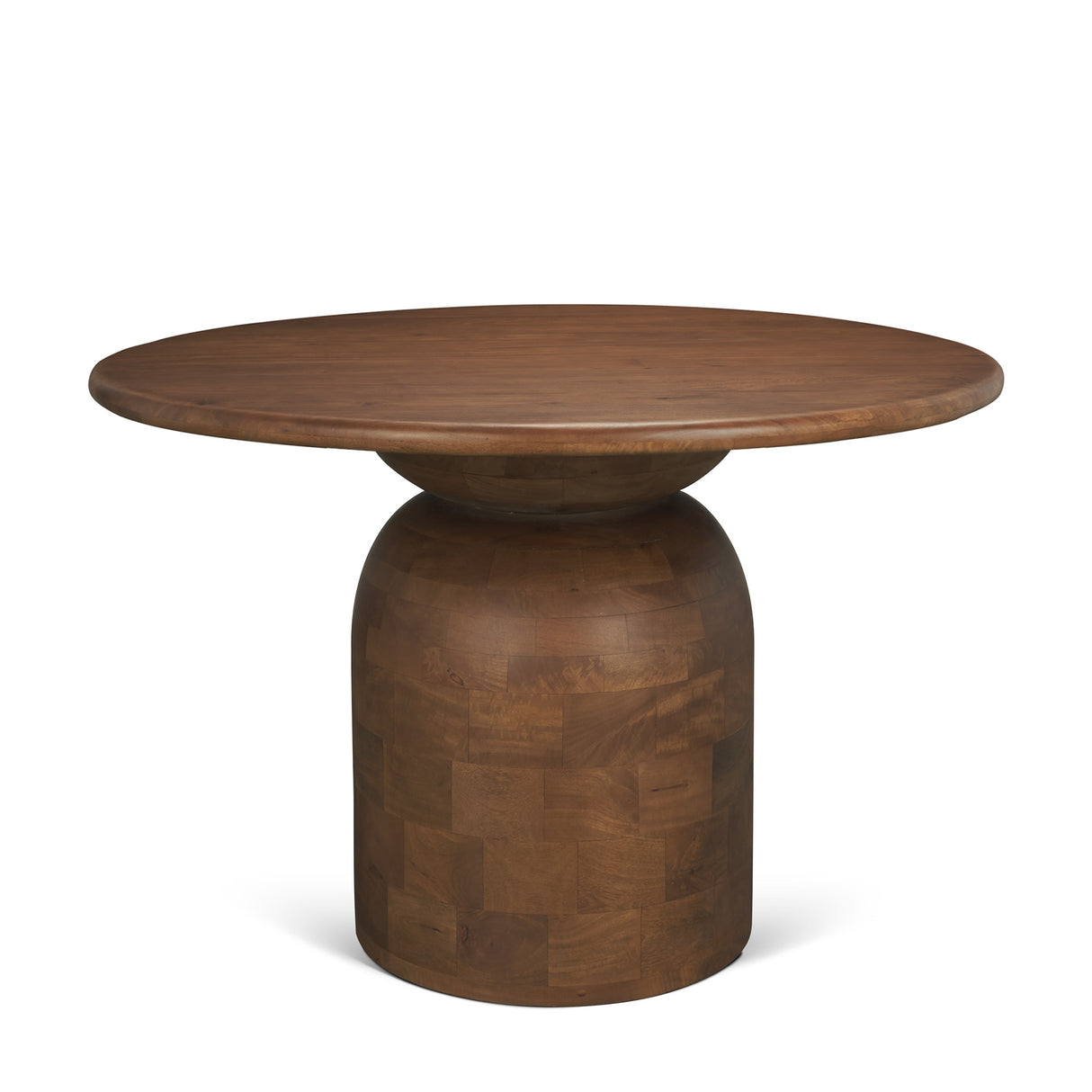 Atlas 42" Warm Mid-Brown Wood Stacked Pedestal Base Round Dining Table from Mercana - Luna Furniture