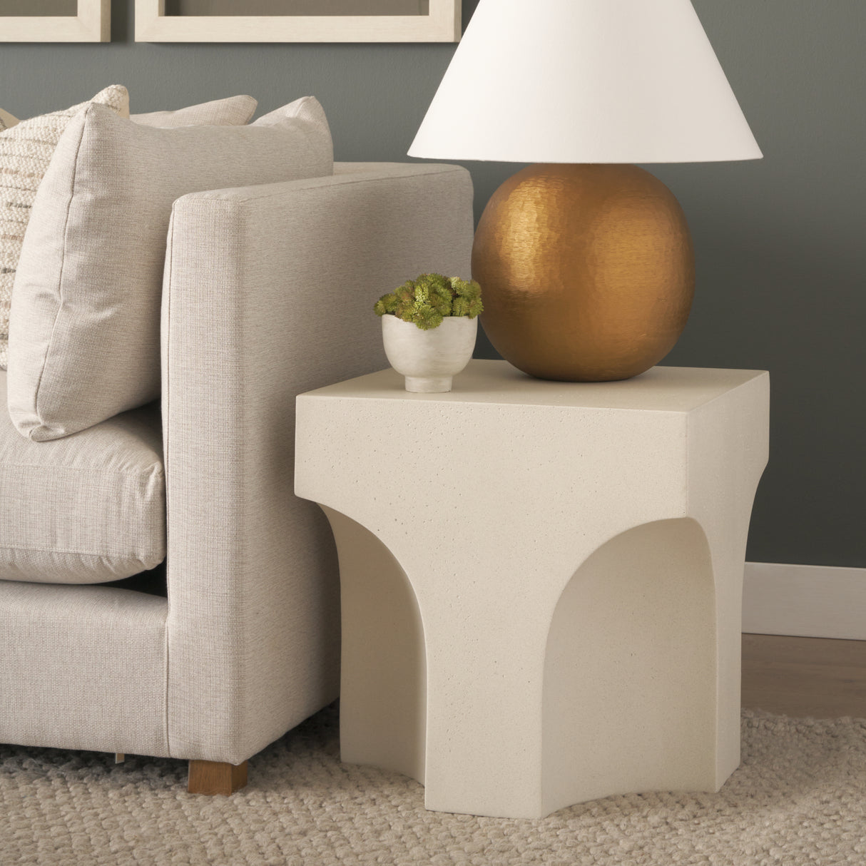 Bunda Square Sculptural Stone Finish Accent Table from Mercana - Luna Furniture