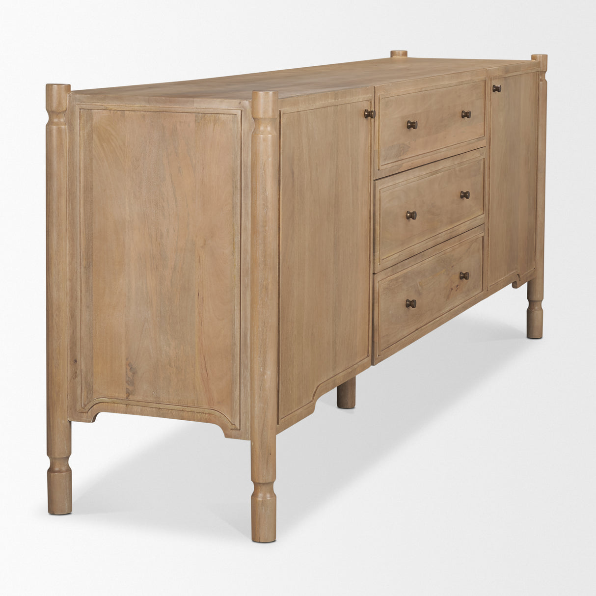 Phil Light Brown Wood 2 Door 3 Drawer Closed Sideboard from Mercana - Luna Furniture