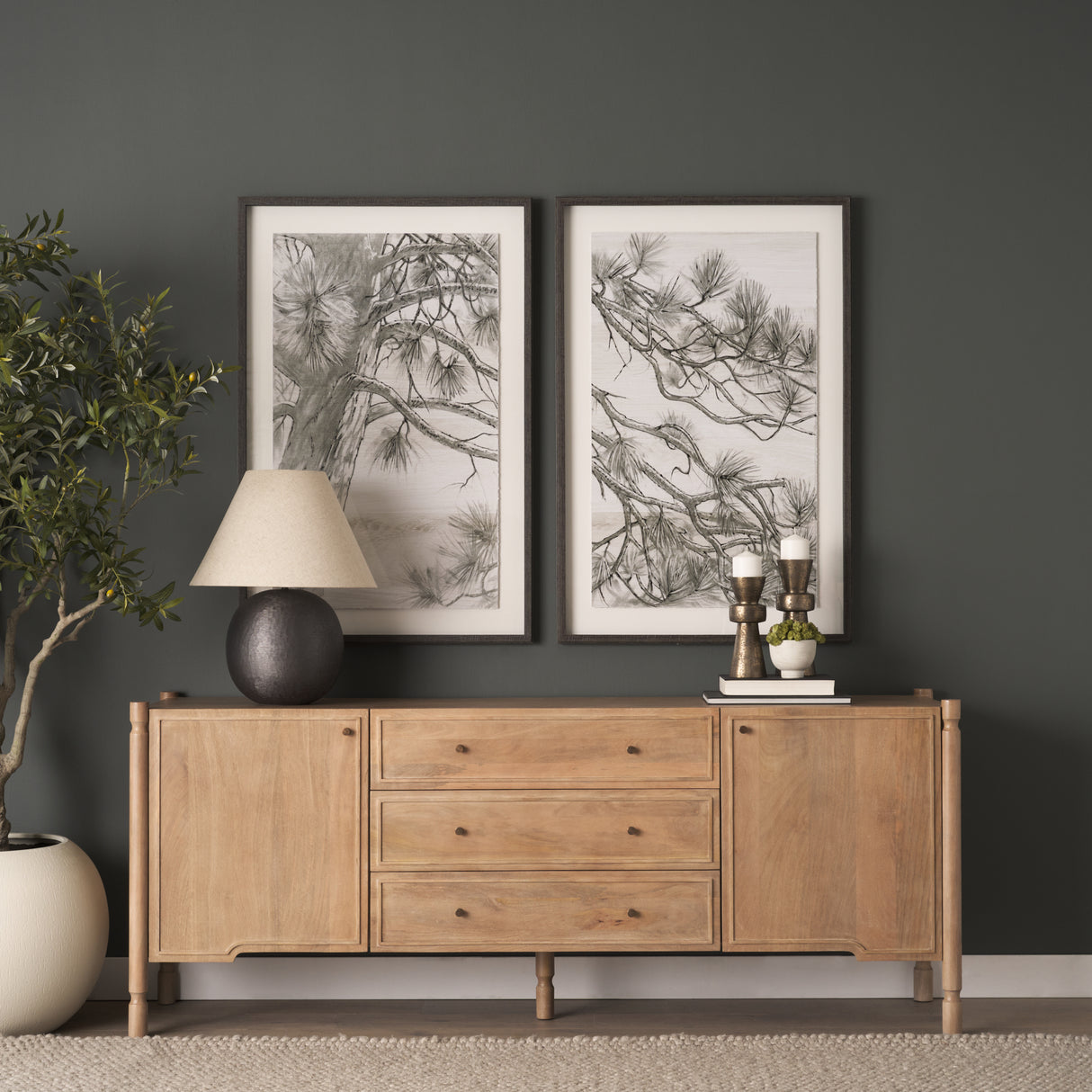 Phil Light Brown Wood 2 Door 3 Drawer Closed Sideboard from Mercana - Luna Furniture