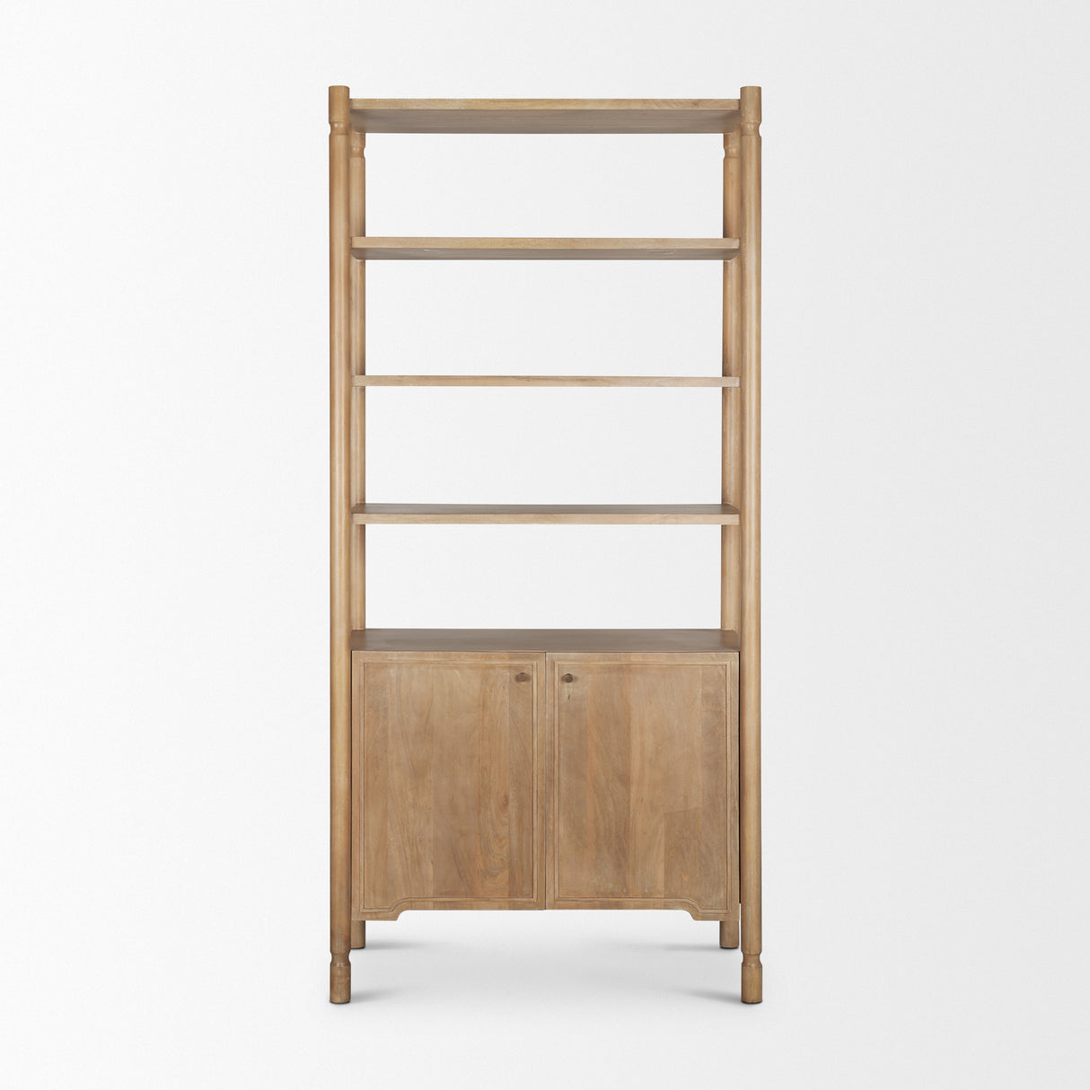 Phil Light Brown Wood 2 Door 3 Shelves Open Shelving Unit from Mercana - Luna Furniture