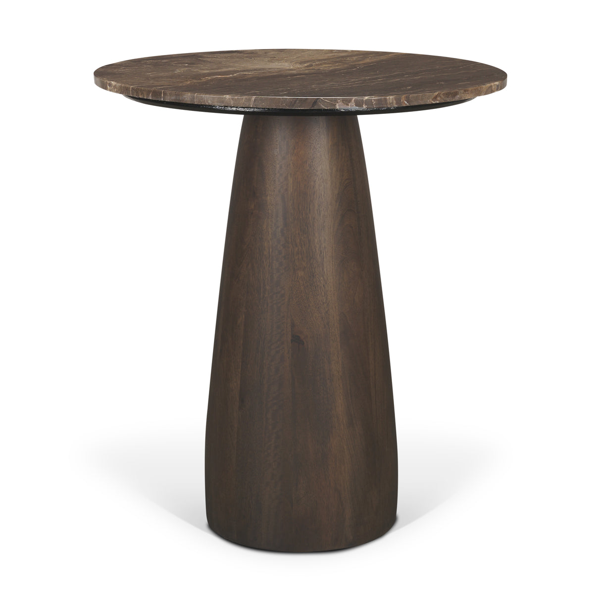 Allyson 32" Round Dark Brown wood w/ Cappuccino Marble Top Bistro Table from Mercana - Luna Furniture
