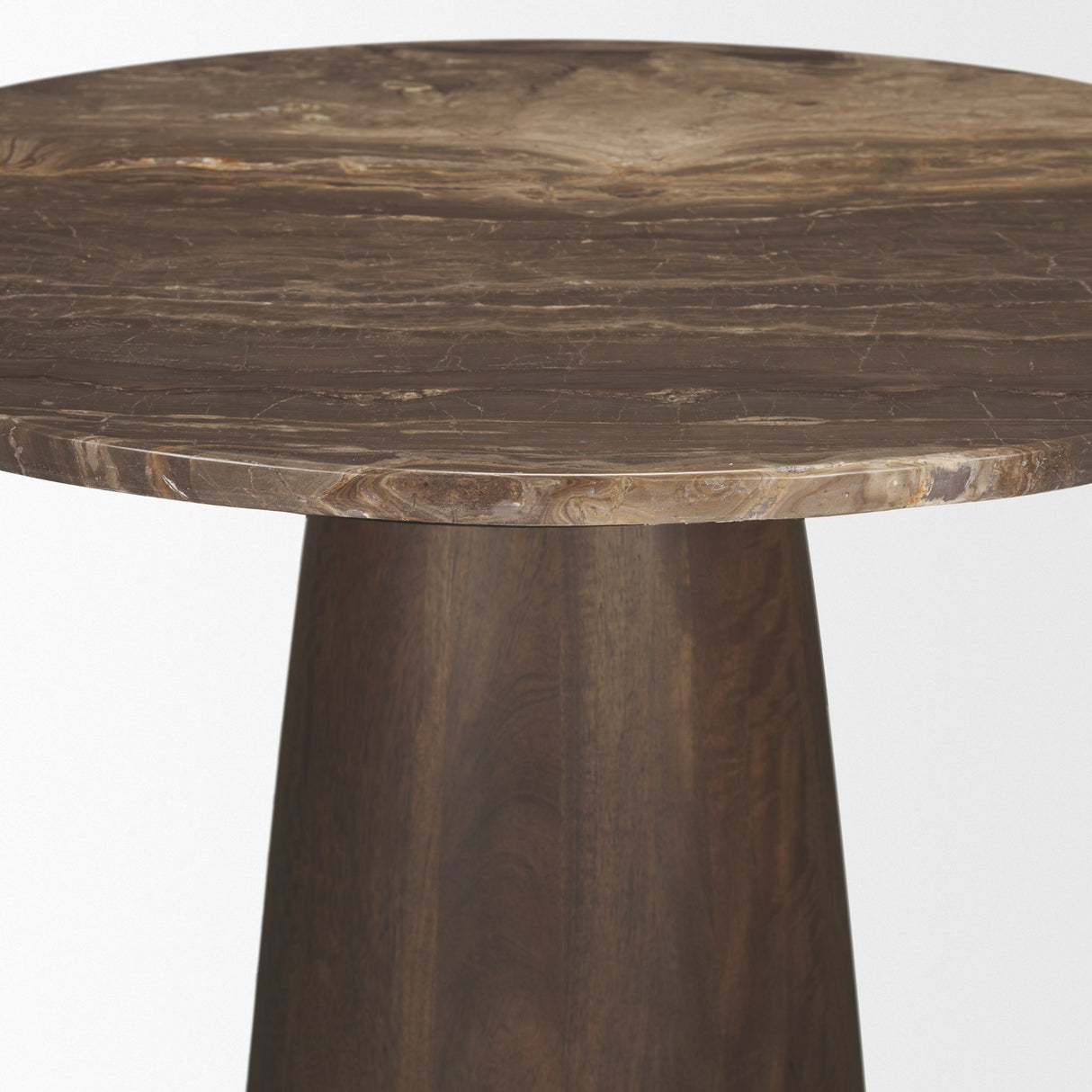 Allyson 32" Round Dark Brown wood w/ Cappuccino Marble Top Bistro Table from Mercana - Luna Furniture