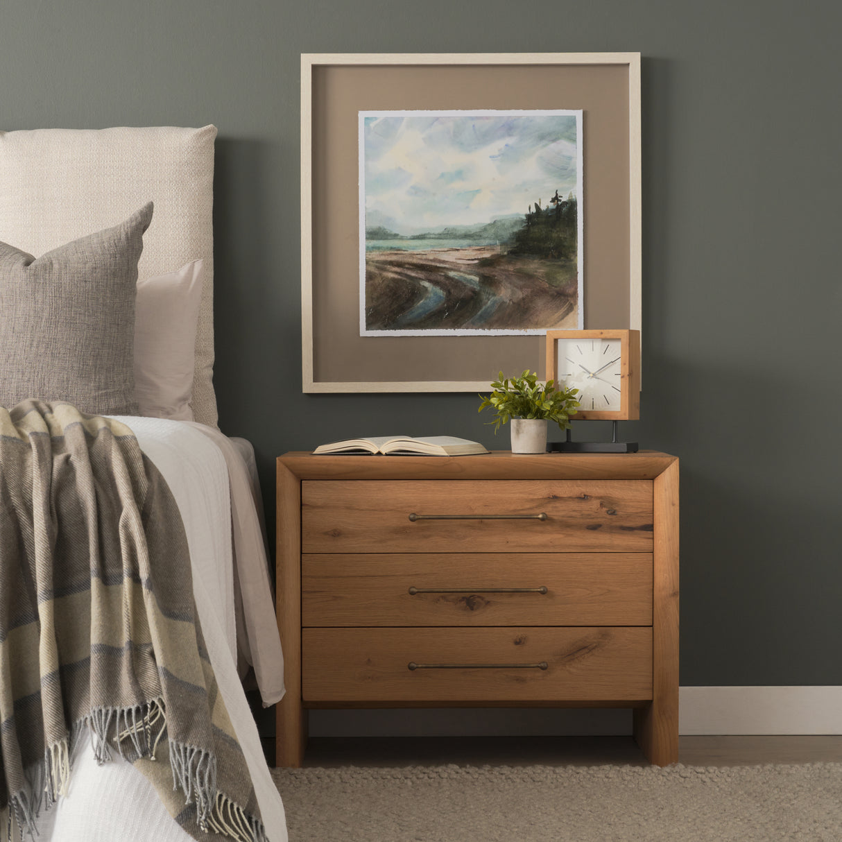 Belford 3-Drawer Light Brown Oak Wood Closed Nightstand from Mercana - Luna Furniture