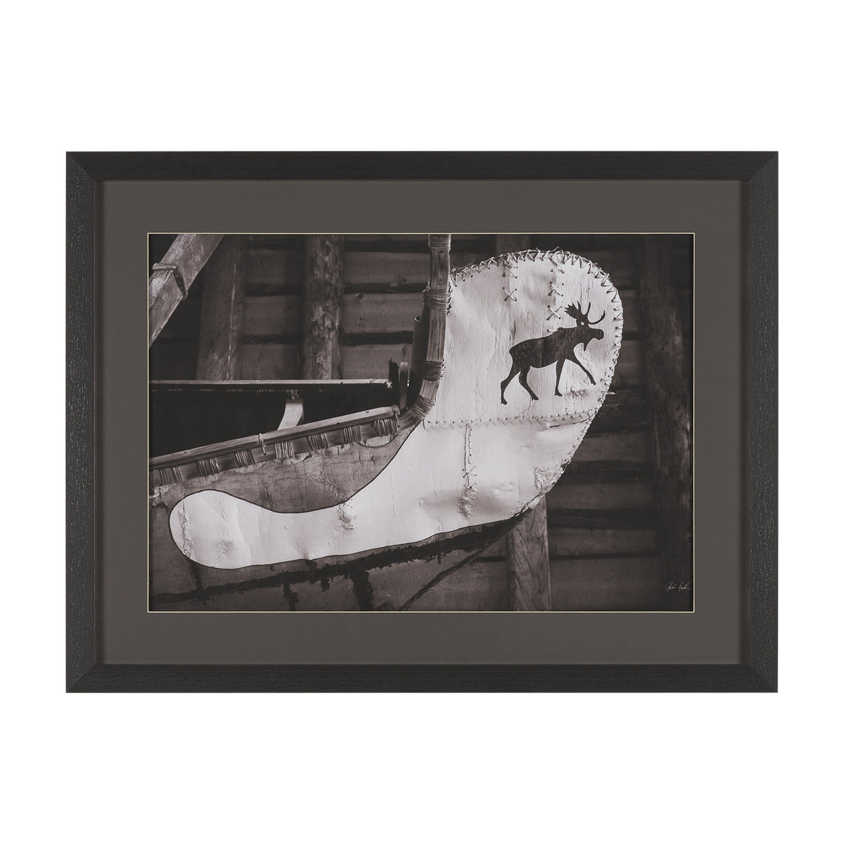 Moose Canoe by Deborah Revell Framed Art Print Matted under Glass from Mercana - Luna Furniture