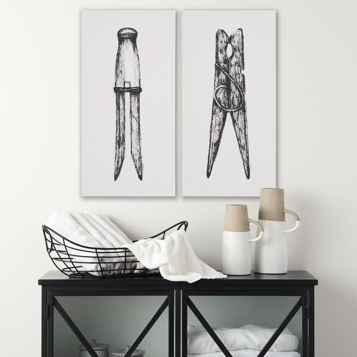 Vintage Cloth Peg I by Mercana Studio a Hand Embellished Textured Canvas from Mercana - Luna Furniture