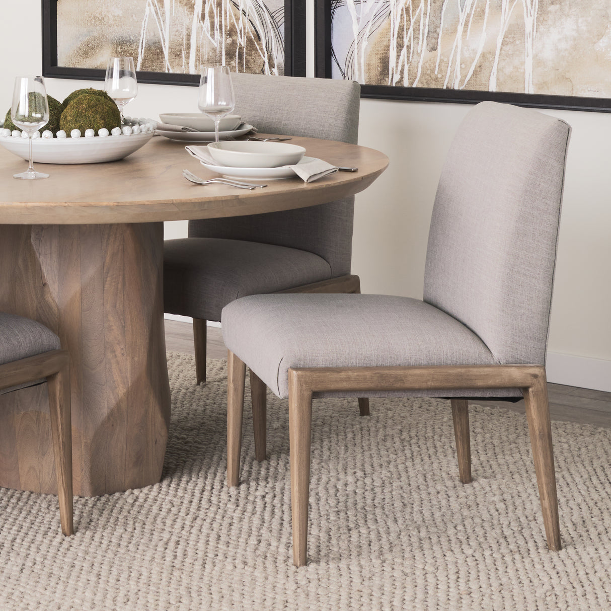 Palisades Gray Upholstery w/ Solid Wood Armless Dining Chair, Set of 2 from Mercana - Luna Furniture