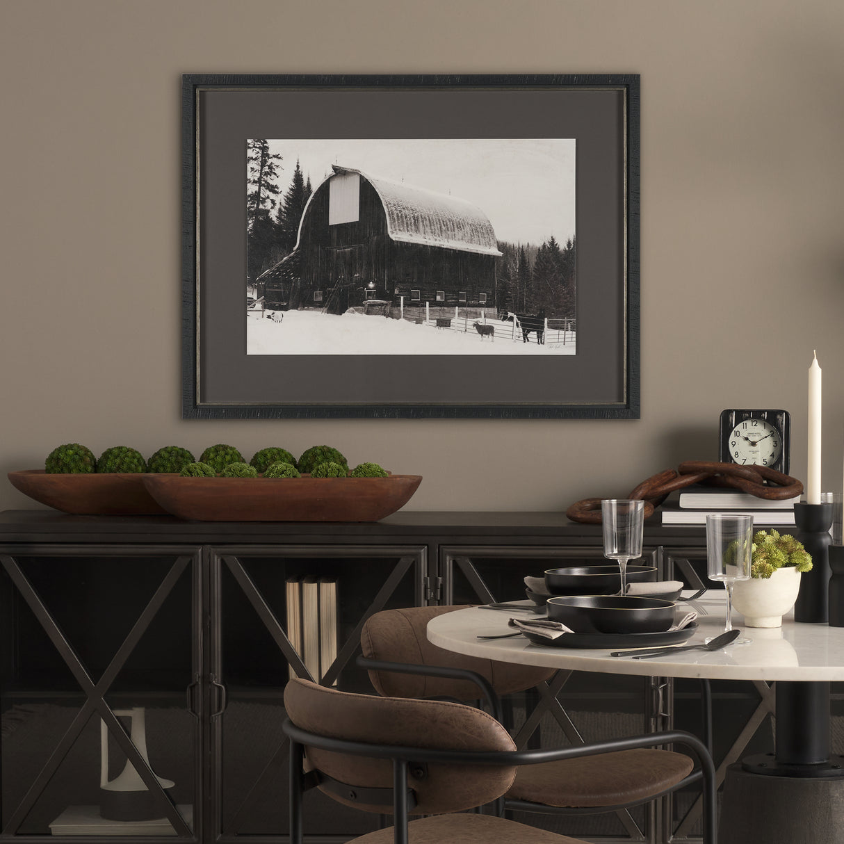 The Farm by Deborah Revell Hand Embelished Textured Framed Art Print Matted under Glass from Mercana - Luna Furniture