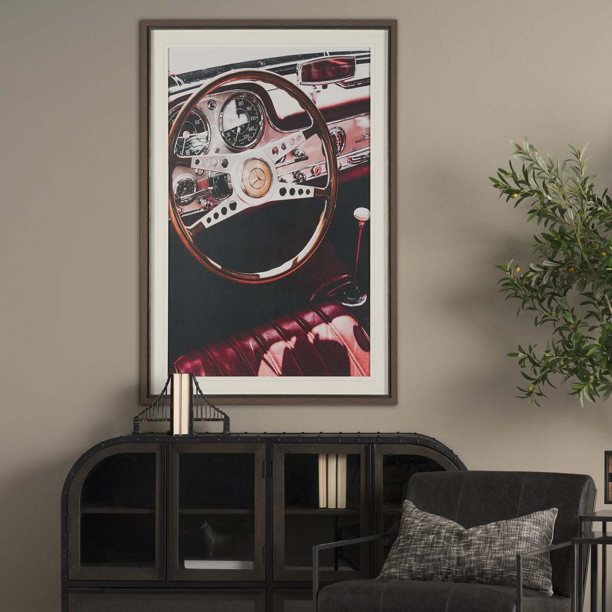Vintage Car by Magda Izzard Textured Framed Art Print Matted under Glass from Mercana - Luna Furniture