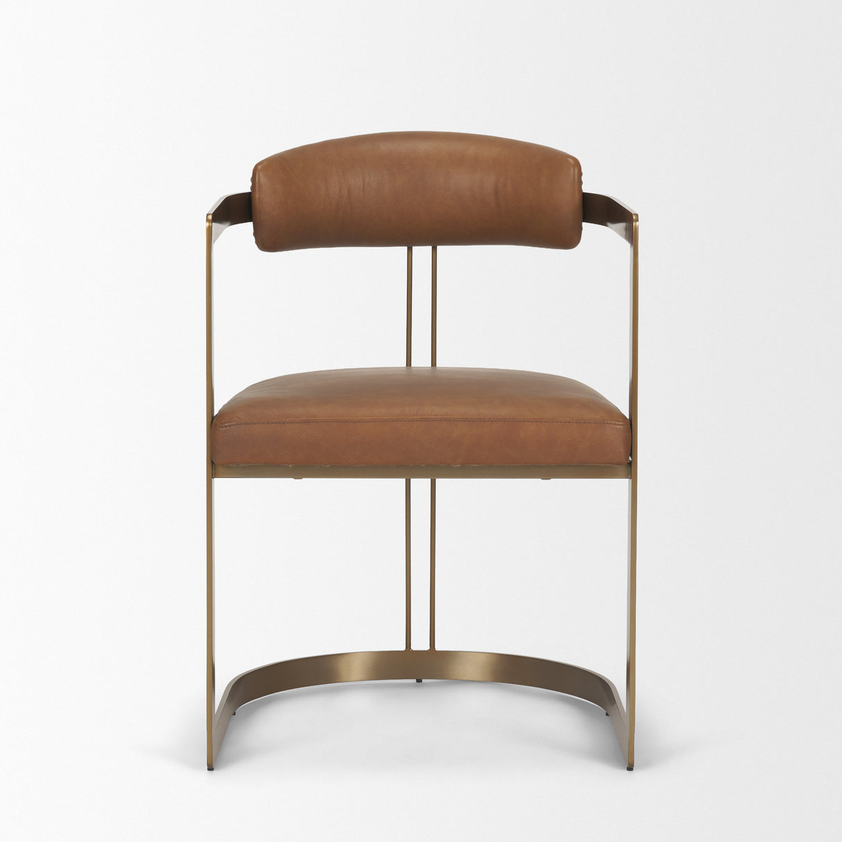 Hollyfield I Brown Leather Seat Gold Iron Frame Dining Chair from Mercana - Luna Furniture