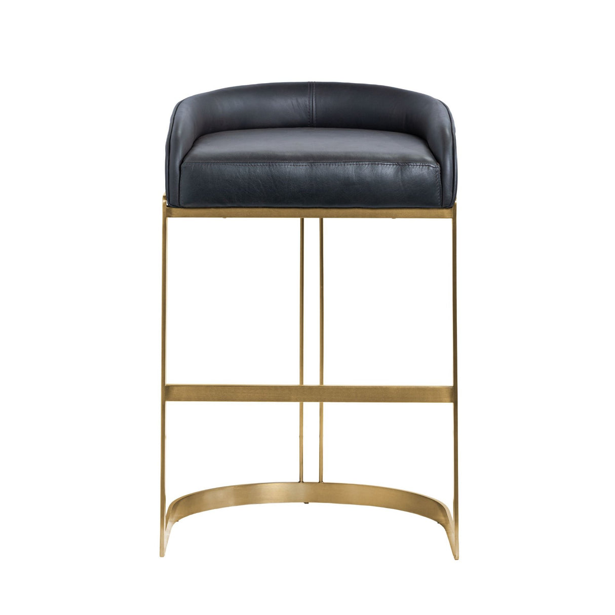 Hollyfield II Black LeatherSeat Gold Metal Base Bar Stool from Mercana - Luna Furniture