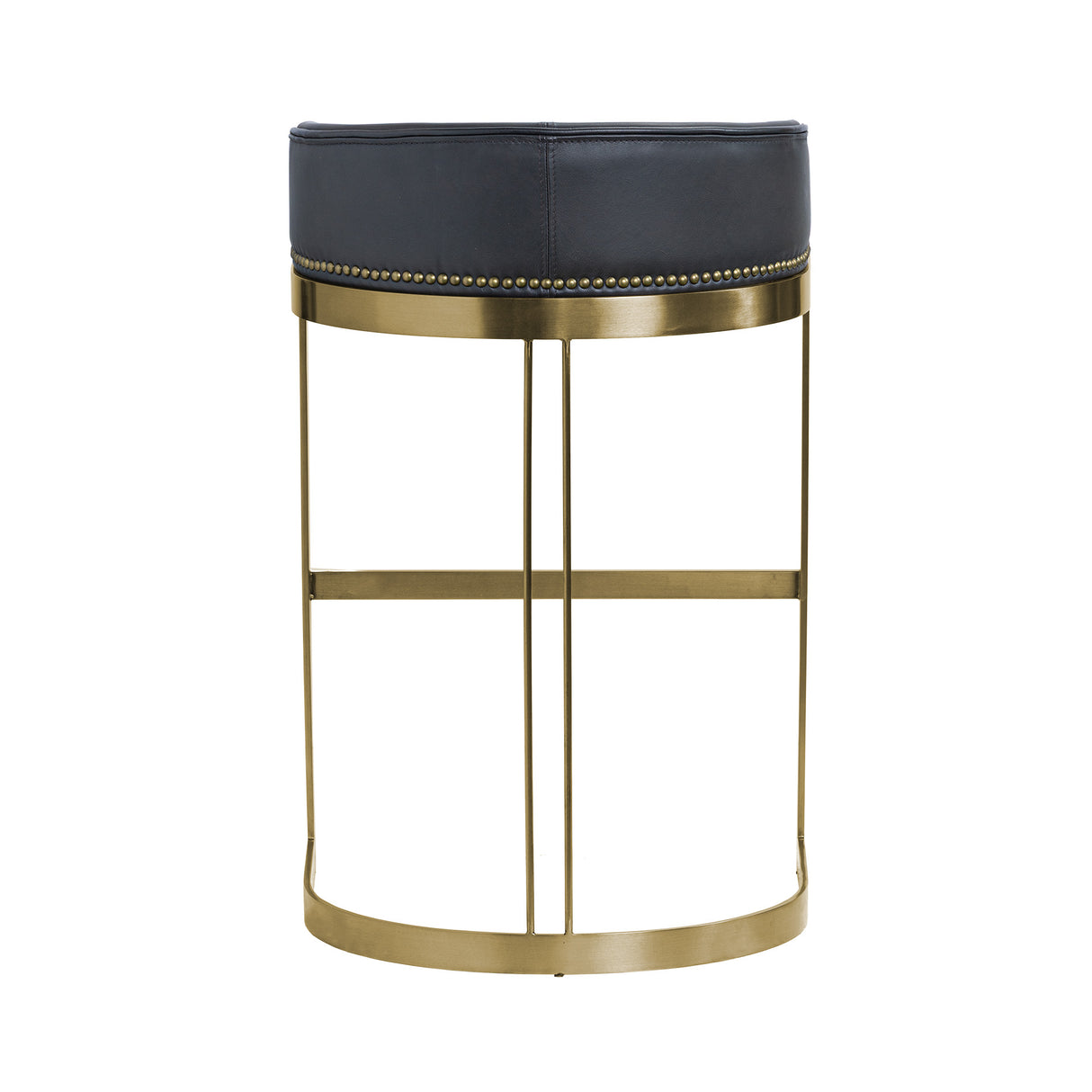 Hollyfield II Black LeatherSeat Gold Metal Base Bar Stool from Mercana - Luna Furniture