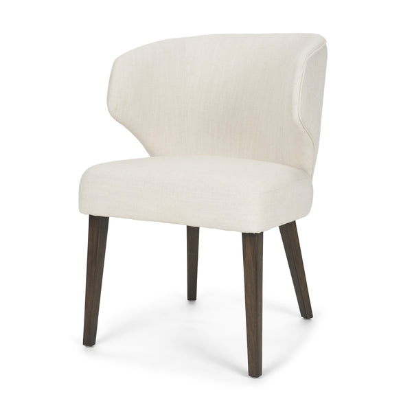 Niles 22.5L x 24.5W x 32H Cream Fabric Seat W/ Dark Brown Wooden Legs Wingback Dining Chair