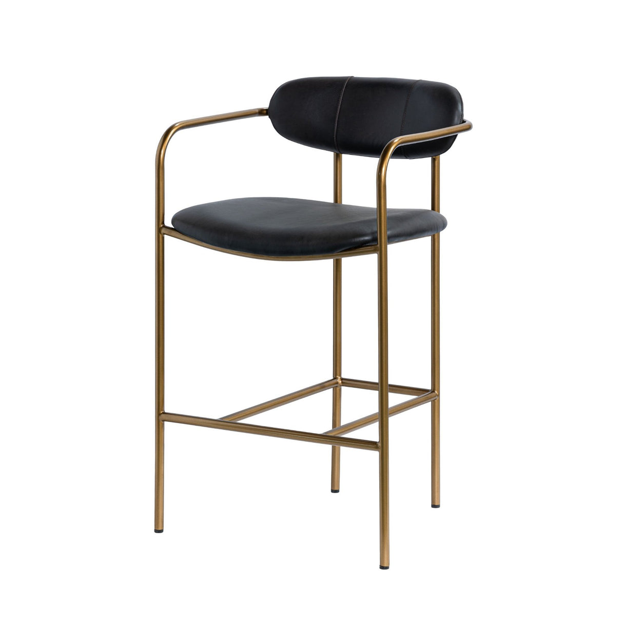 Parker Black Leather Seat Gold Metal Counter Stool from Mercana - Luna Furniture