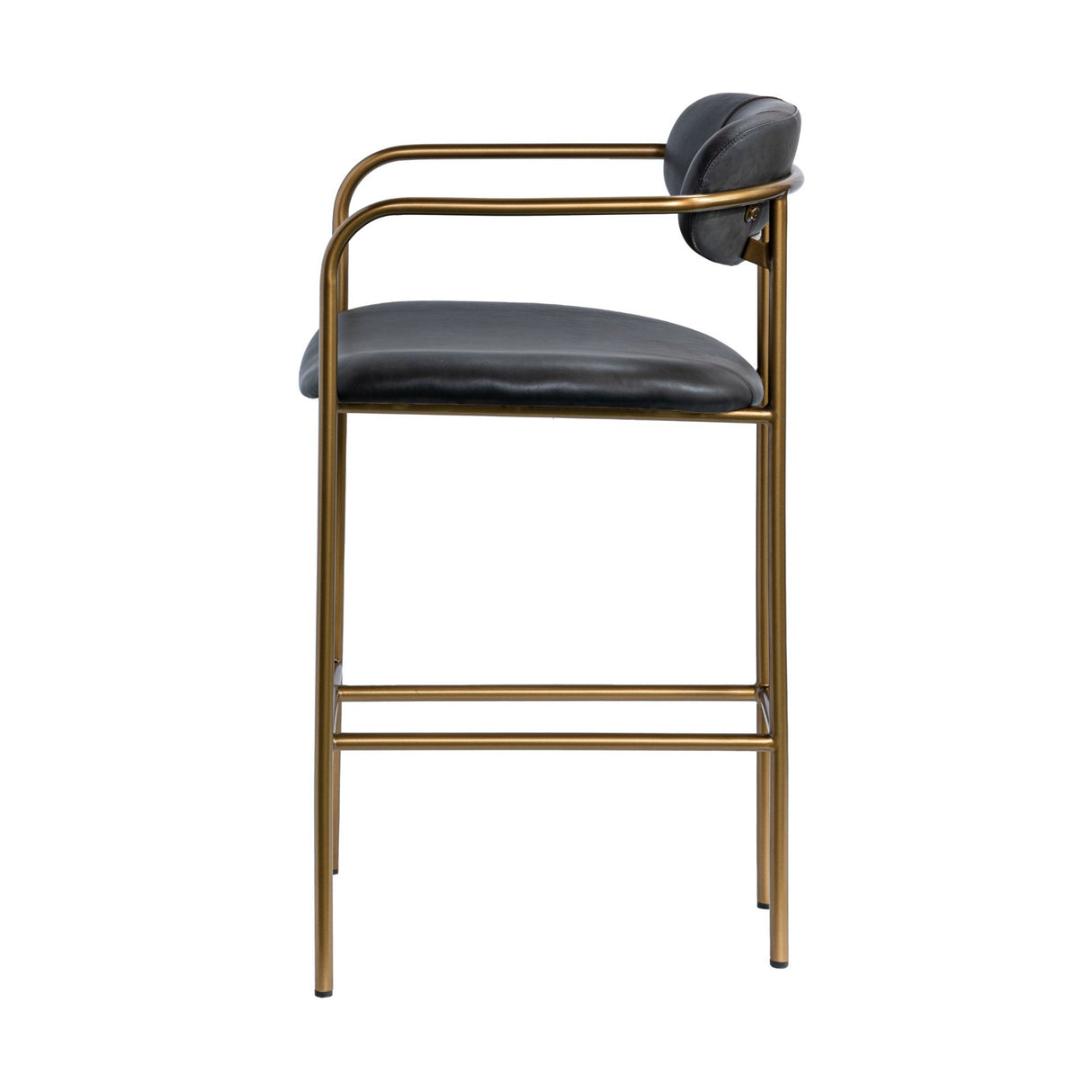 Parker Black Leather Seat Gold Metal Counter Stool from Mercana - Luna Furniture