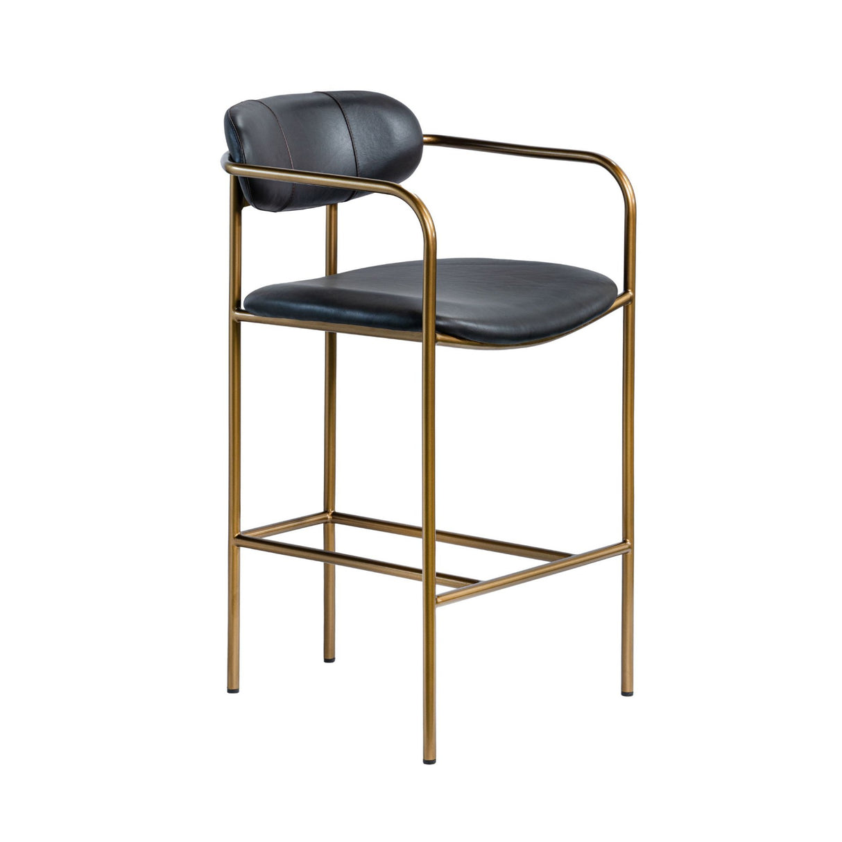 Parker Black Leather Seat Gold Metal Counter Stool from Mercana - Luna Furniture