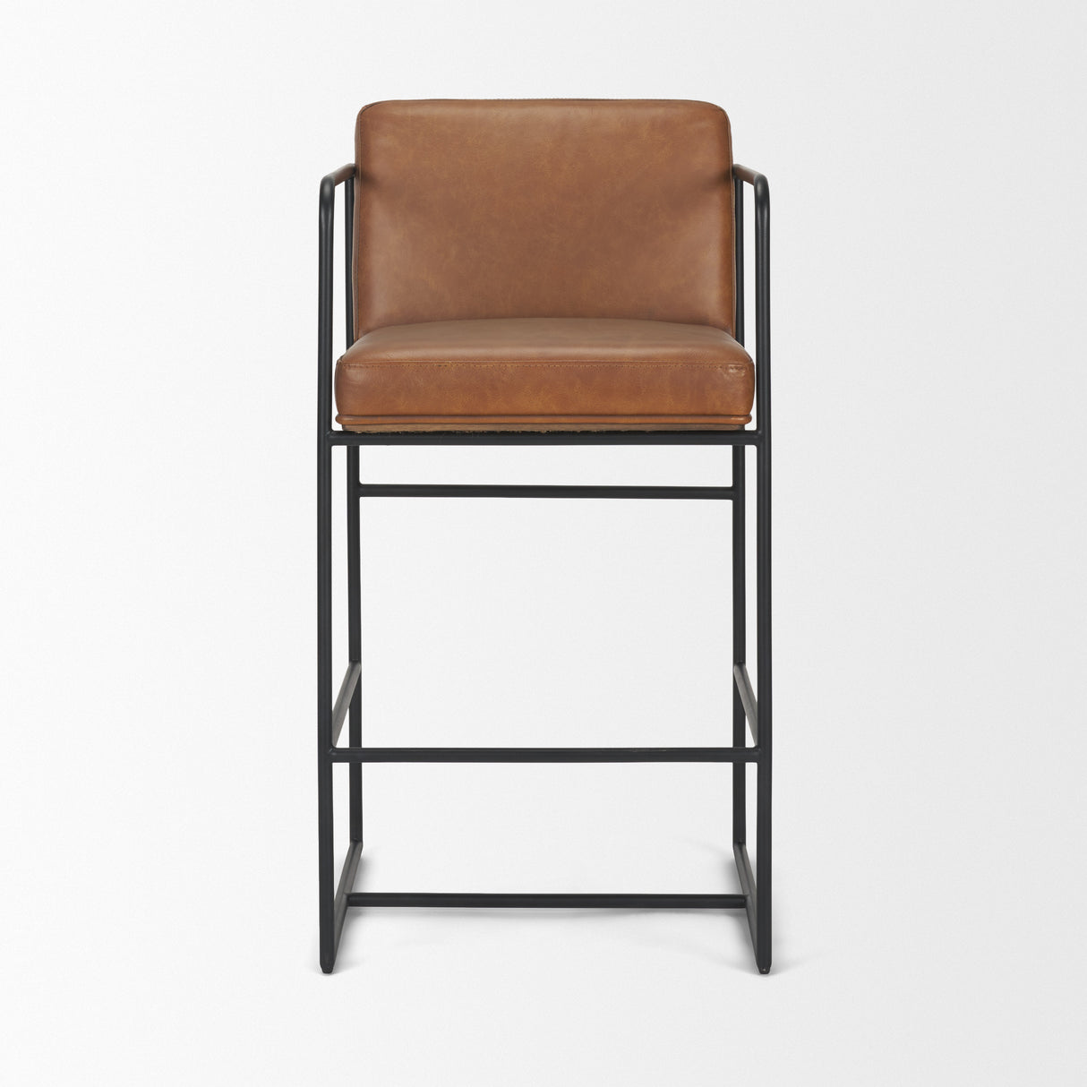 Stamford 36" Brown Leather Seat w/ Wood Back, Metal Frame Counter Stool from Mercana - Luna Furniture