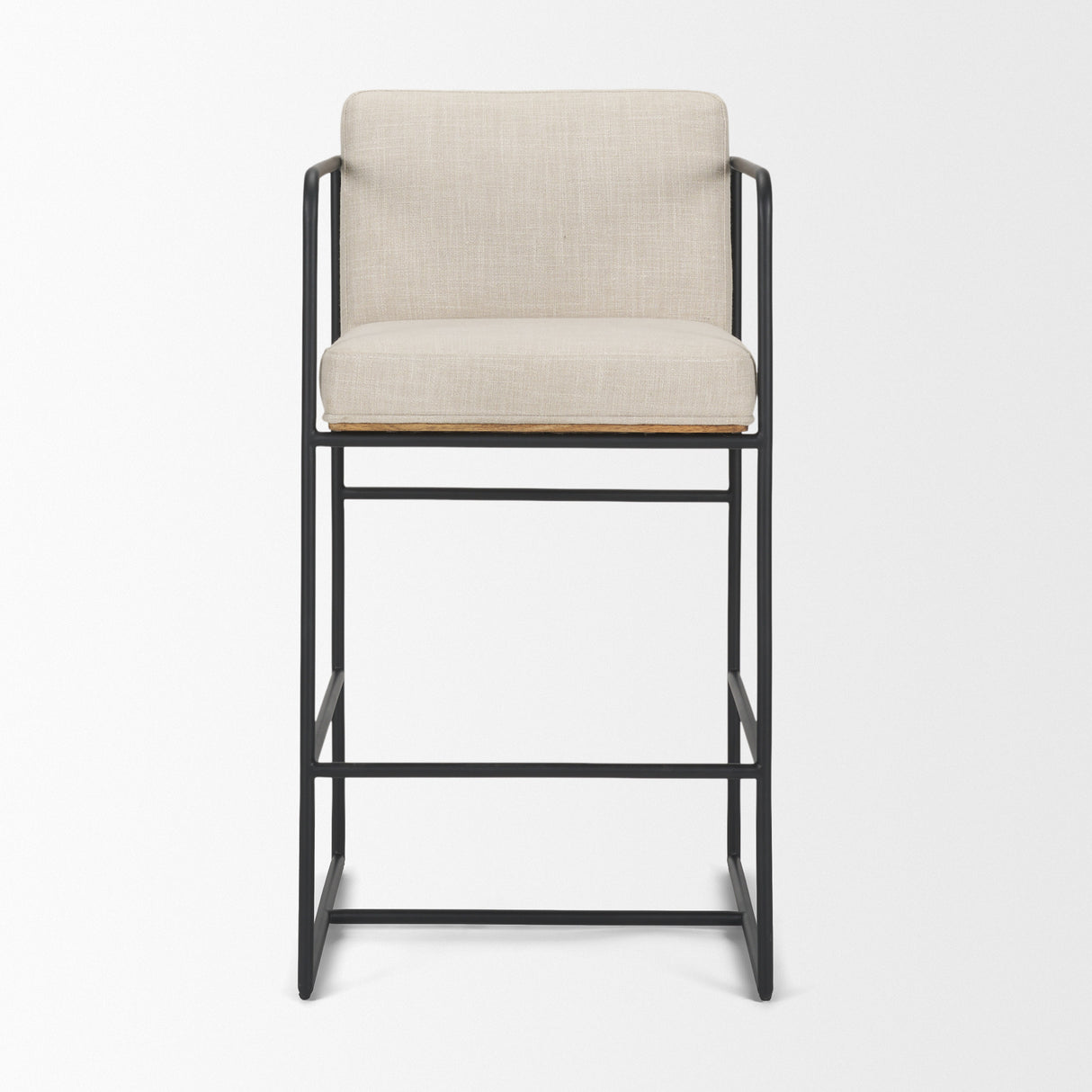 Stamford 36.5" Light Beige Upholstered Seat w/ Wood Back, Metal Frame Counter Stool from Mercana - Luna Furniture