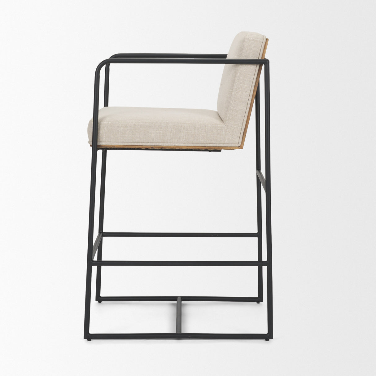 Stamford 36.5" Light Beige Upholstered Seat w/ Wood Back, Metal Frame Counter Stool from Mercana - Luna Furniture