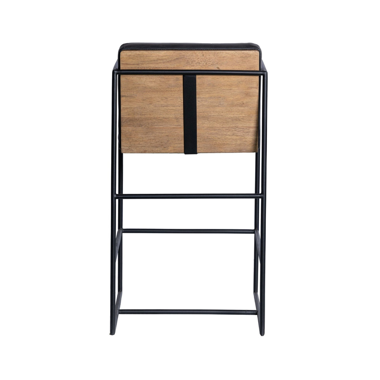 Stamford 36" Total Height Black Leather Seat w/ Wood Back Metal Counter Stool from Mercana - Luna Furniture