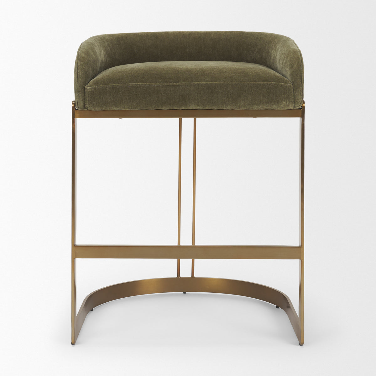 Hollyfield Backless 28.7in Seat Bar Stool | Olive Fabric w/ Gold Metal from Mercana - Luna Furniture