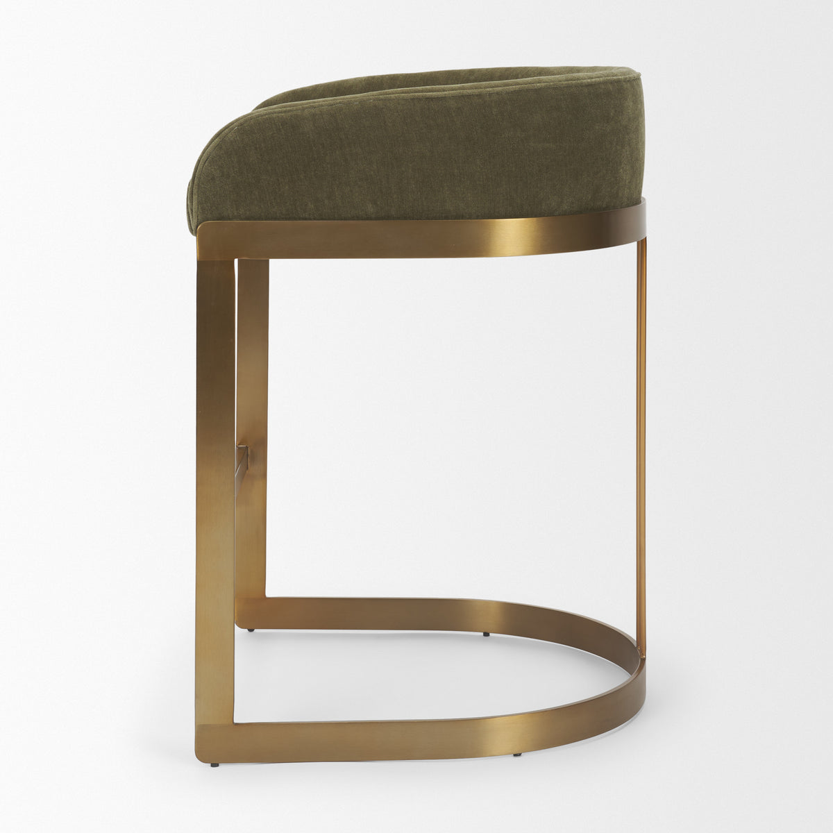 Hollyfield Backless 28.7in Seat Bar Stool | Olive Fabric w/ Gold Metal from Mercana - Luna Furniture