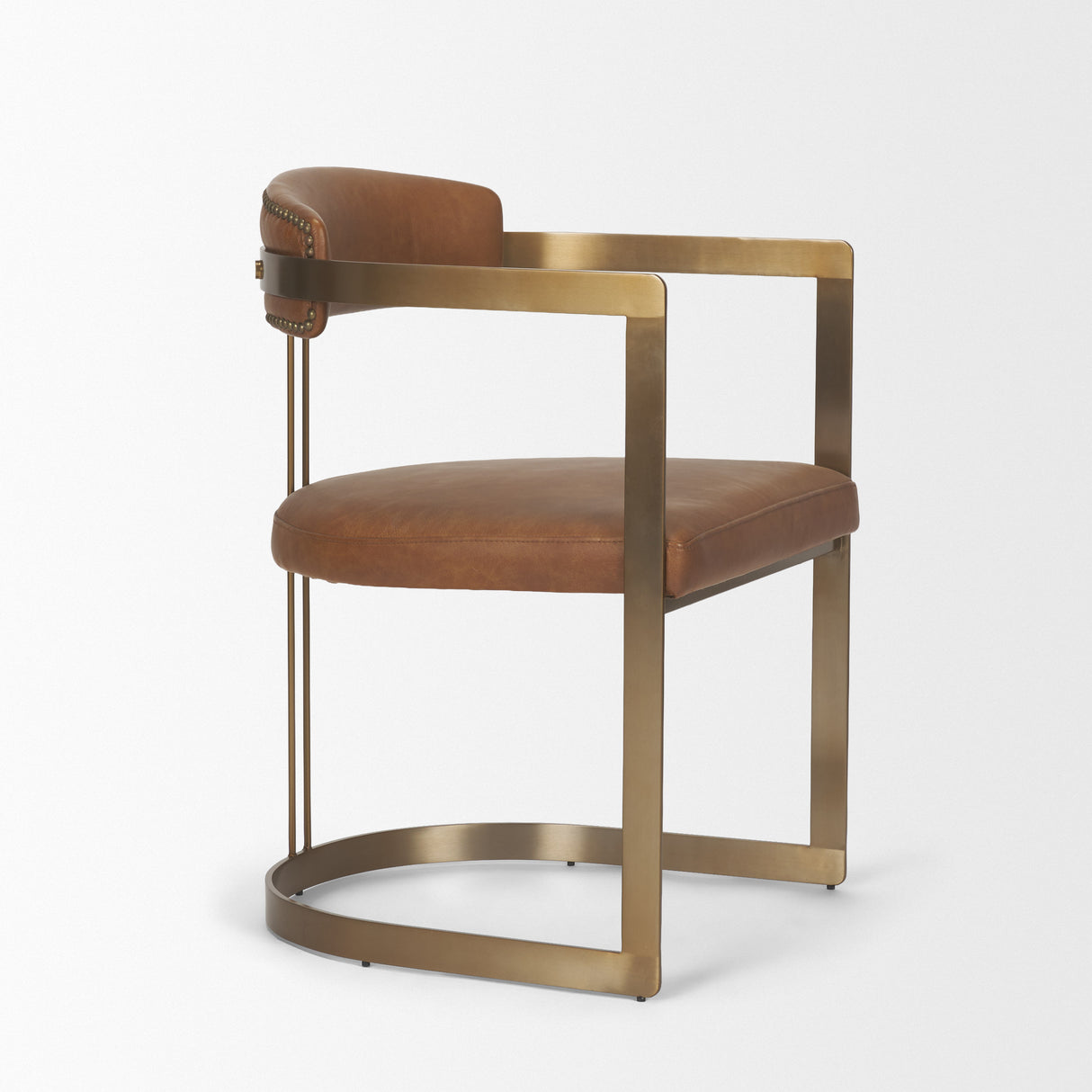 Hollyfield I Brown Leather Seat Gold Iron Frame Dining Chair from Mercana - Luna Furniture