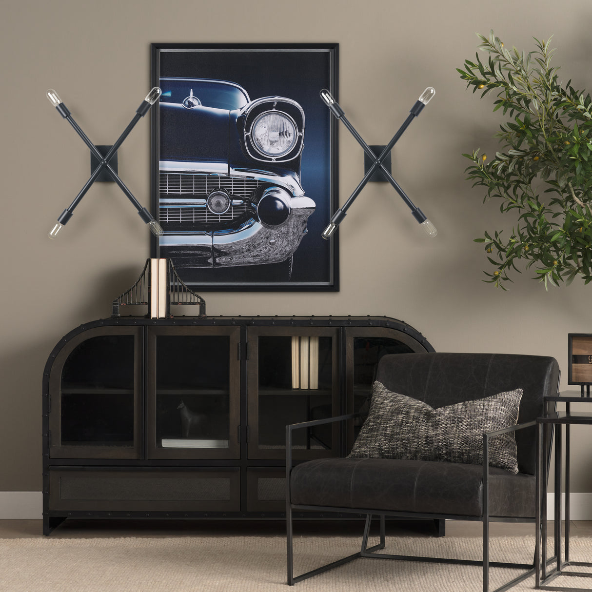 Xendi 4x25 Black Toned Metal Sputnik Wall Sconce from Mercana - Luna Furniture