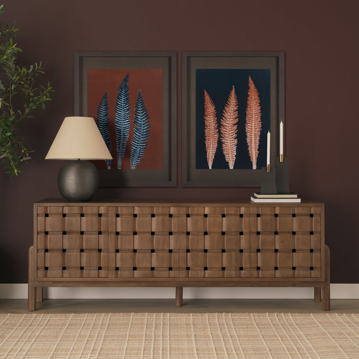 Nutmeg Fern 4 by Mary Margaret Briggs Hand Embellished Textured Framed Art Print Matted under Glass from Mercana - Luna Furniture