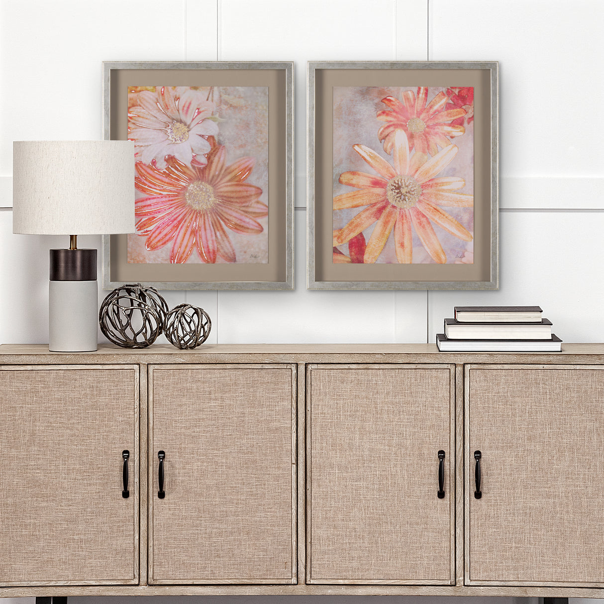 Subtle Florals II by Mercana Studio a Hand Embelished Textured Framed Art Print Matted under Glass from Mercana - Luna Furniture