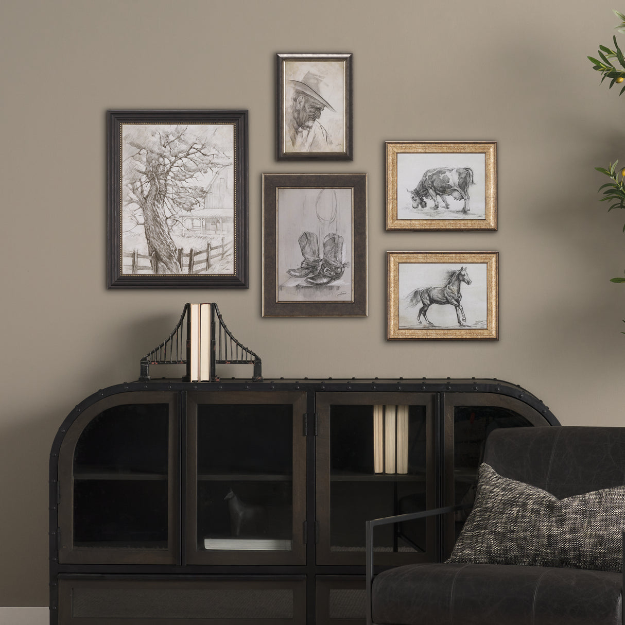 Old West Collection I ( Farm view) by Mercana Studio a Hand Embellished Textured Framed Art Print from Mercana - Luna Furniture