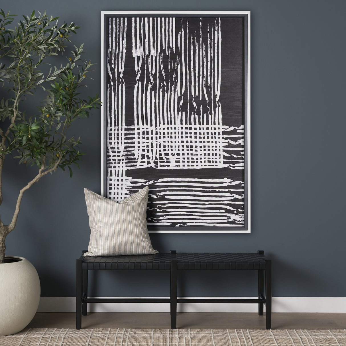 Woven Lines I by Mercana Studio a Hand Embellished Textured Framed Art Print from Mercana - Luna Furniture