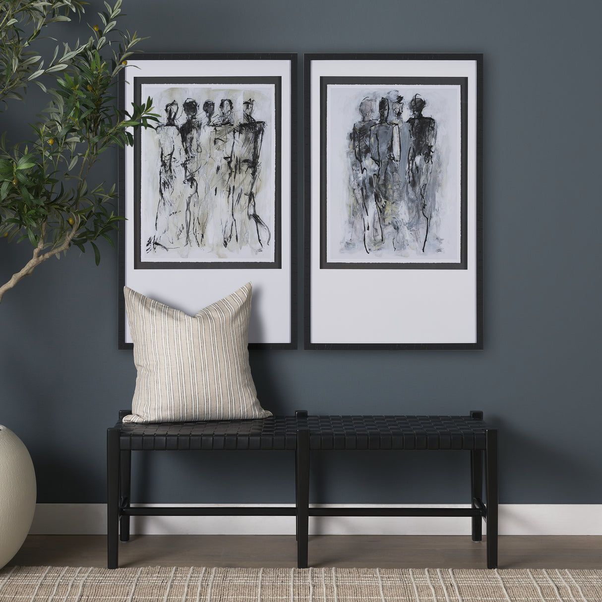 Gathering I by Mercana Studio a Hand Embellished Textured Framed Art Print Matted under Glass from Mercana - Luna Furniture