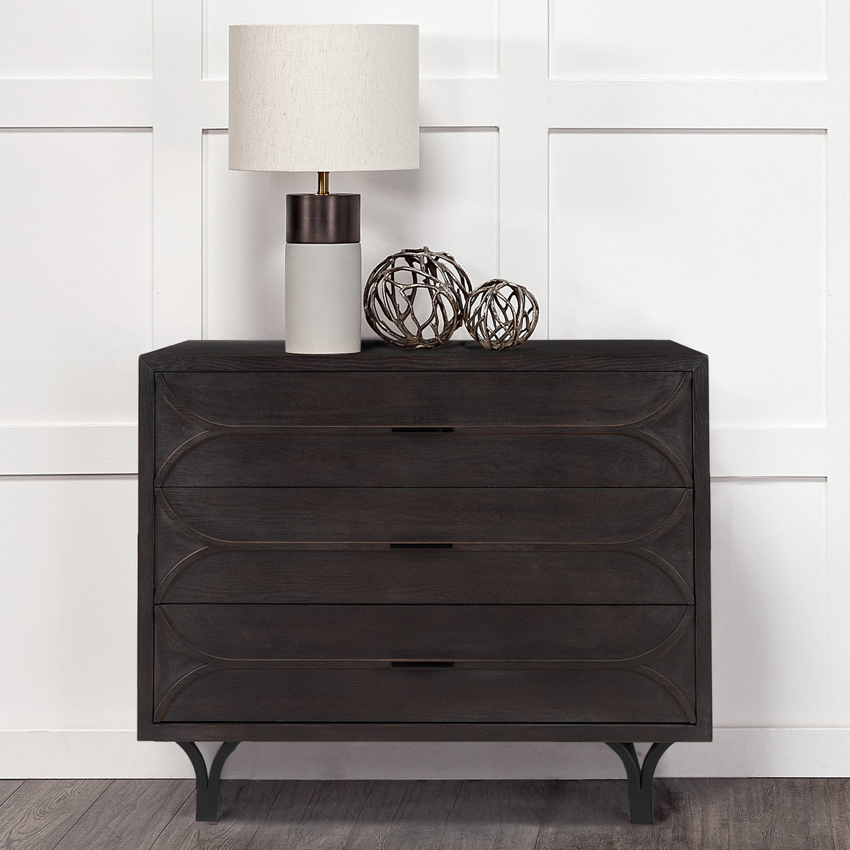 Giselle I 40L x 16W Dark Brown Fir Veneer 3 Drawer Accent Cabinet from Mercana - Luna Furniture