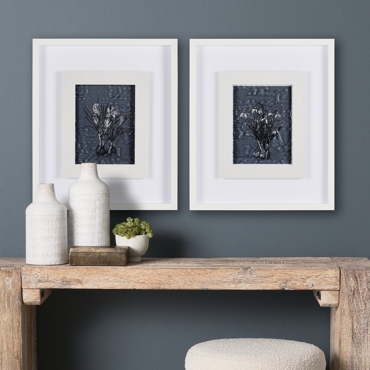 Botanical sketches V (Blue) by Mercana Studio Hand Embellished Framed Art Print Matted under Glass from Mercana - Luna Furniture
