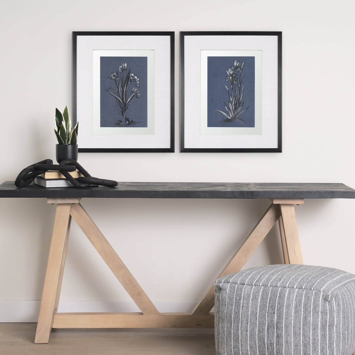 Botanical sketches IV (Blue) by Mercana Studio Hand Embellished Framed Art Print Matted under Glass from Mercana - Luna Furniture