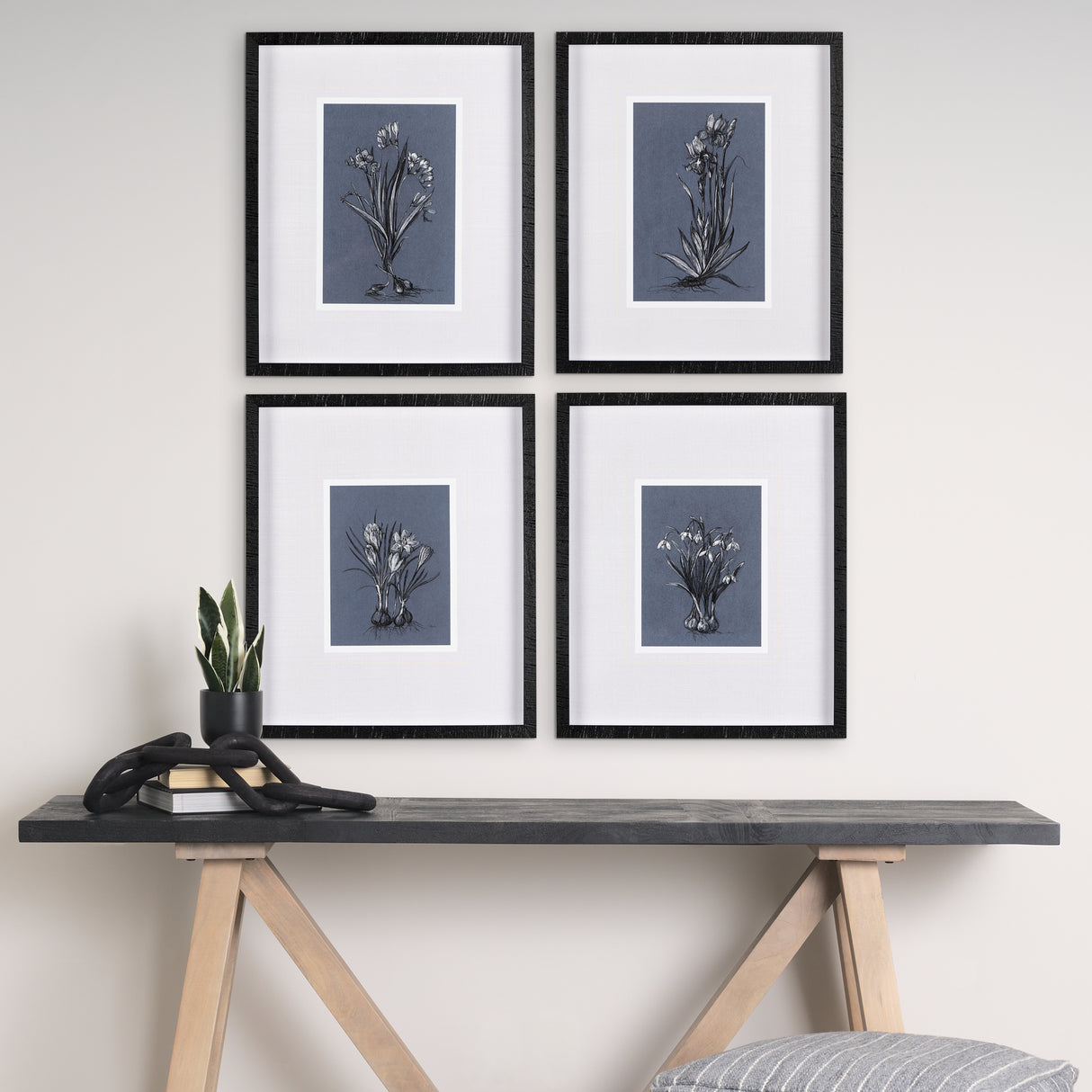 Botanical sketches IV (Blue) by Mercana Studio Hand Embellished Framed Art Print Matted under Glass from Mercana - Luna Furniture