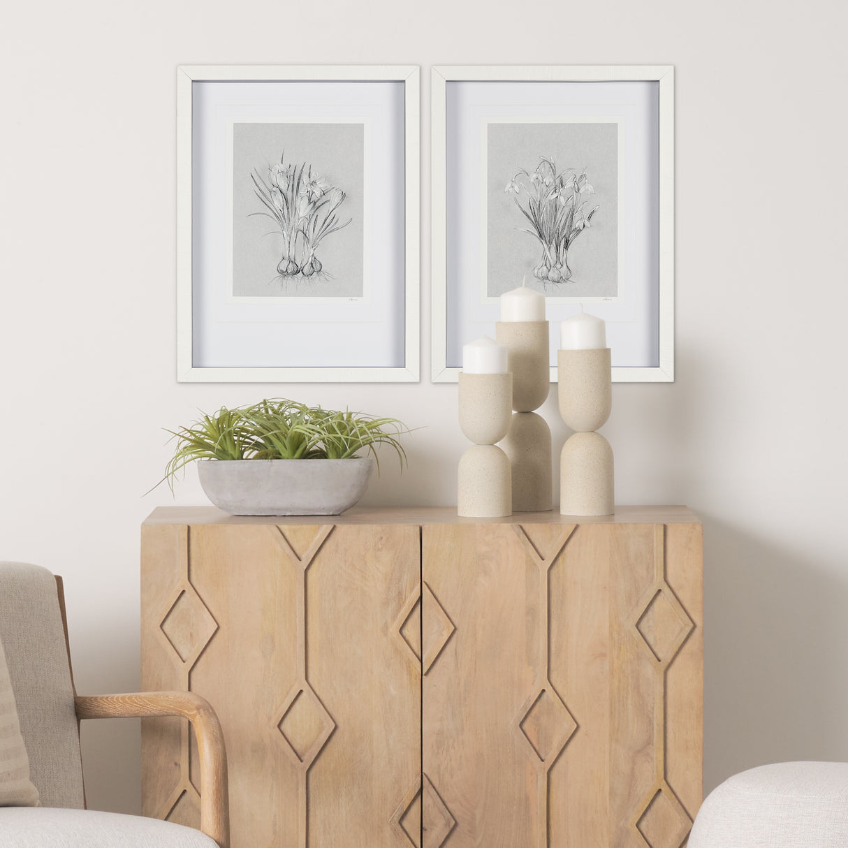 Botanical sketches VI (Grey) by Mercana Studio Hand Embellished Framed Art Print Matted under Glass from Mercana - Luna Furniture