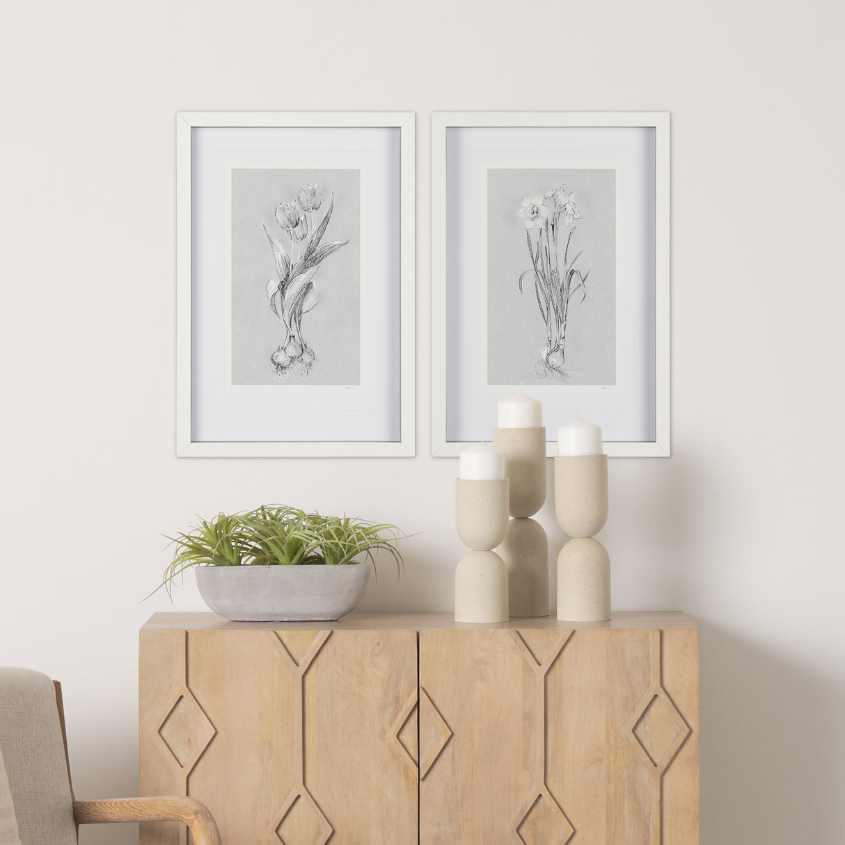 Botanical sketches I (Grey) by Mercana Studio Hand Embellished Framed Art Print Matted under Glass from Mercana - Luna Furniture