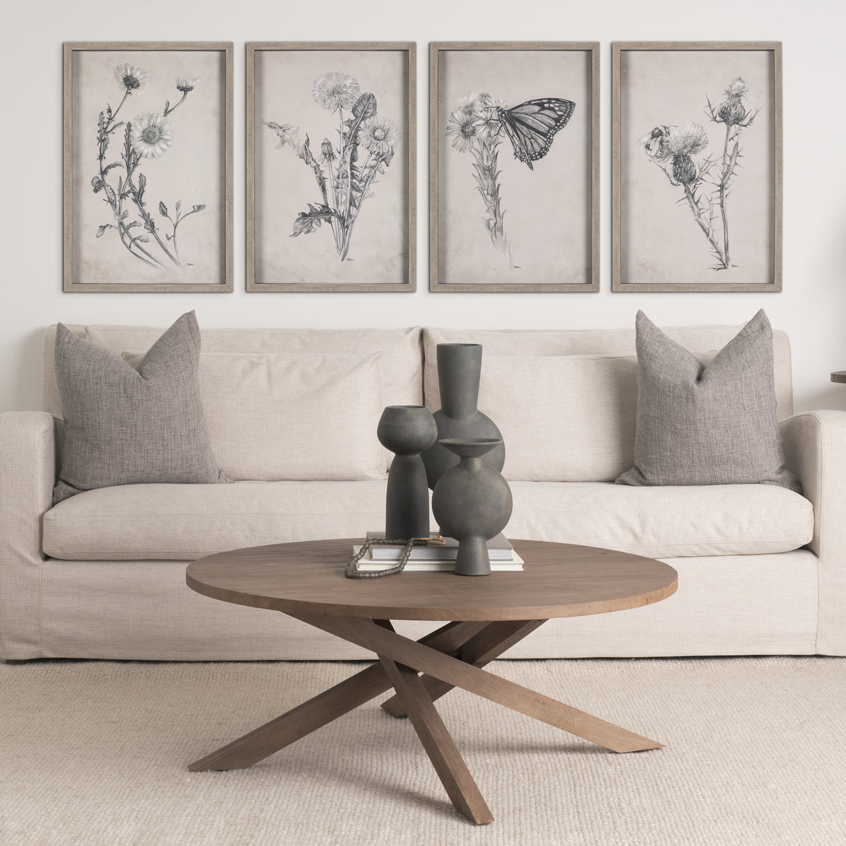 Thistle With Bumblebee Drawing IV Mercana Studio Hand Embellished Framed Art Print Matted under Glas from Mercana - Luna Furniture