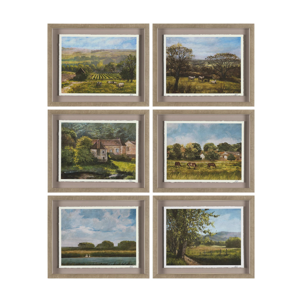 Country View(Set of 6) by Mercana Studio Hand-Embellished Textured Framed Artwork Matted under Glass from Mercana - Luna Furniture