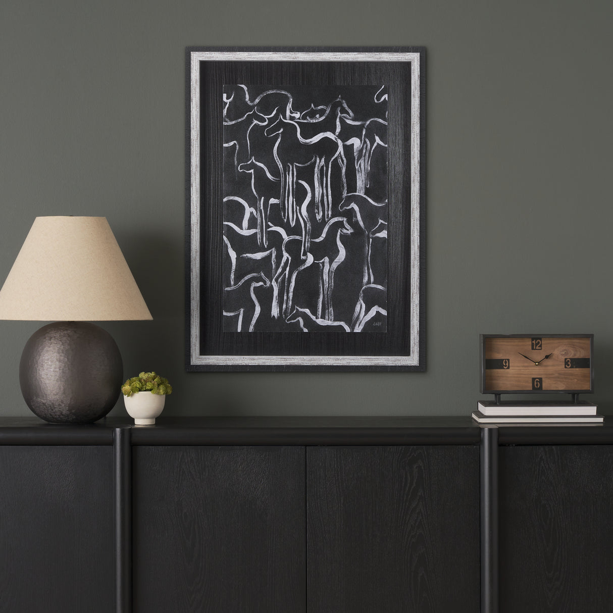 Horse Herd II by Mercana Studio a Hand Embellished Textured Framed Art Print from Mercana - Luna Furniture
