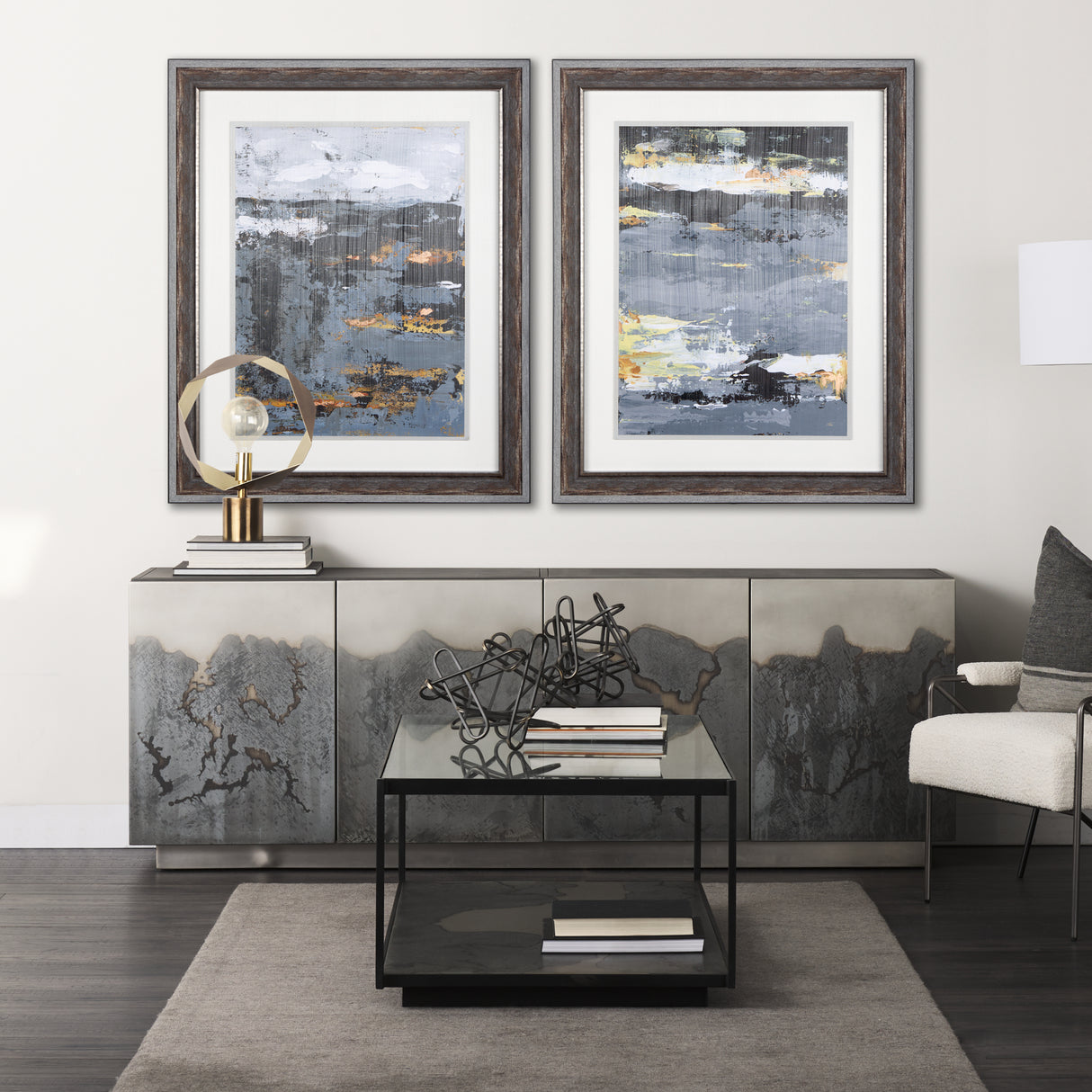 Silver and gold Inspiration III by Mercana Studio a Hand Embellished Textured Framed Art Print from Mercana - Luna Furniture