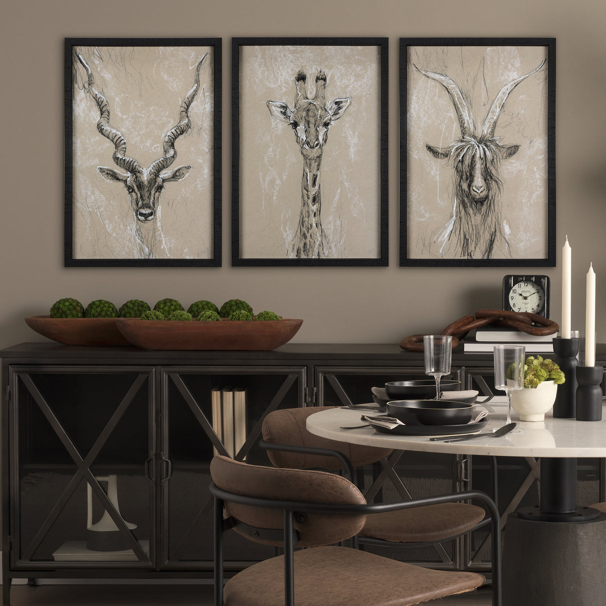 Sketch of Animal IV (Giraffe) by Mercana Studio Hand Embelished Framed Art Print Matted under Glass from Mercana - Luna Furniture