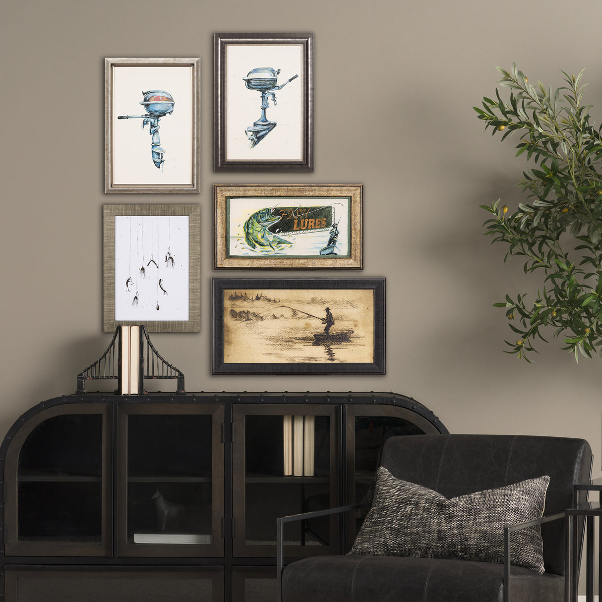 Fishing Lure by Mercana Studio a Hand Embellished Textured Framed Art Print from Mercana - Luna Furniture