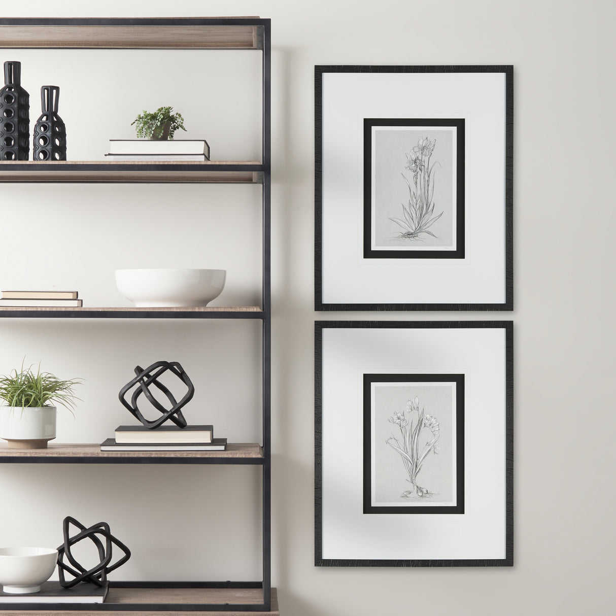 Botanical sketches IV (Grey) by Mercana Studio Hand Embellished Framed Art Print Matted under Glass from Mercana - Luna Furniture