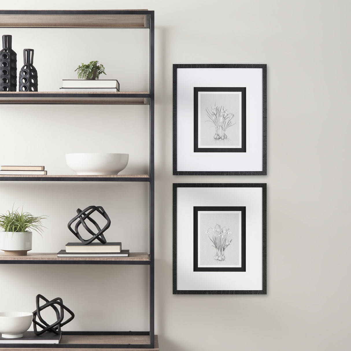 Botanical sketches VI (Grey) by Mercana Studio Hand Embellished Framed Art Print Matted under Glass from Mercana - Luna Furniture